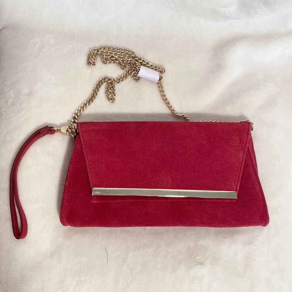 WHBM Red Leather/ Suede Crossbody NWOT